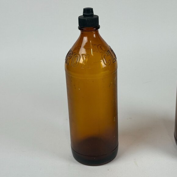 Vintage 1950s Clorox Bottles Set Amber Glass Brown Jug Prop Midcentury Decor Far - Picture 5 of 10